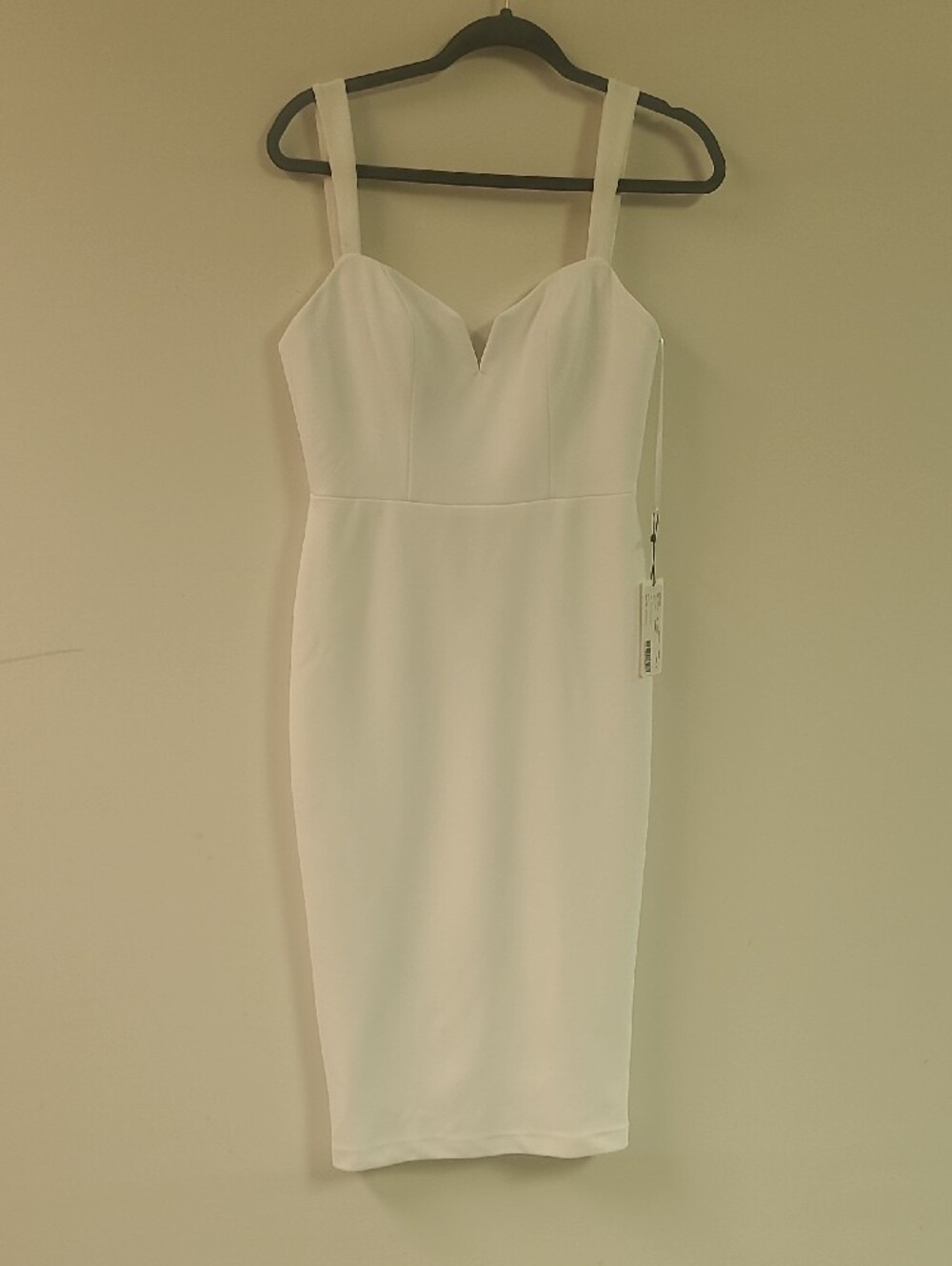 Jenny Yoo White Midi Dress with Square V-Notch Neckline - Picture 6 of 8